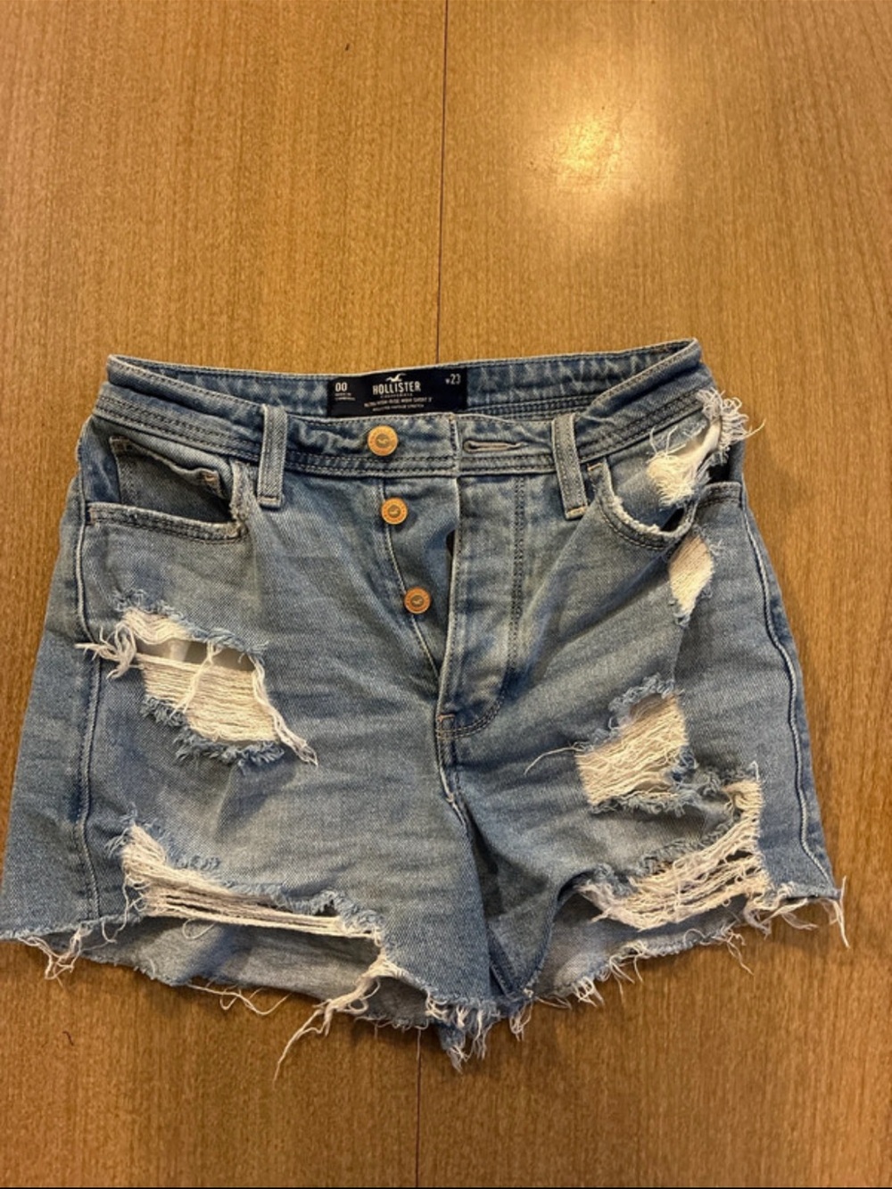 Hollister Women's Distressed High Waisted Denim Shorts